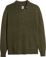 Schott NYC Half Zip Rib Wool Blend Sweater