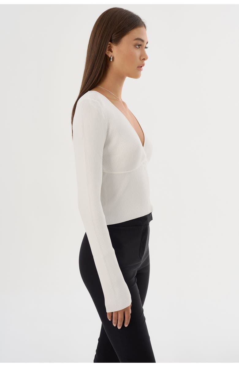 LAMARQUE ROMANE | Rib Knit Long Sleeve Top, Alternate, color, Off White
