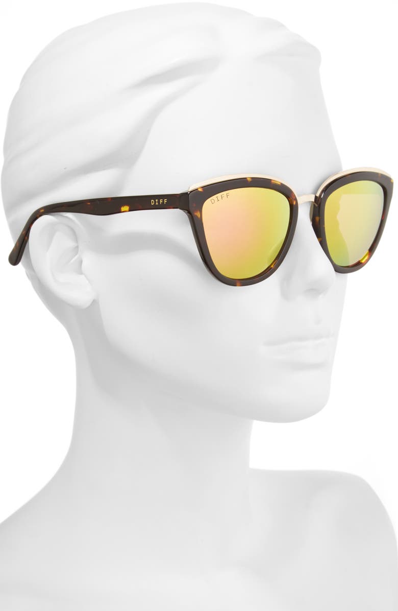 DIFF Rose 55mm Polarized Mirrored Sunglasses, Alternate, color, 
