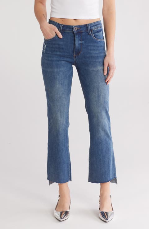 Savannah High Waist Step Hem Flare Leg Jeans (Medium Louisburg)