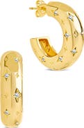 Sterling Forever Marcela Cubic Zirconia Star Hoop Earrings