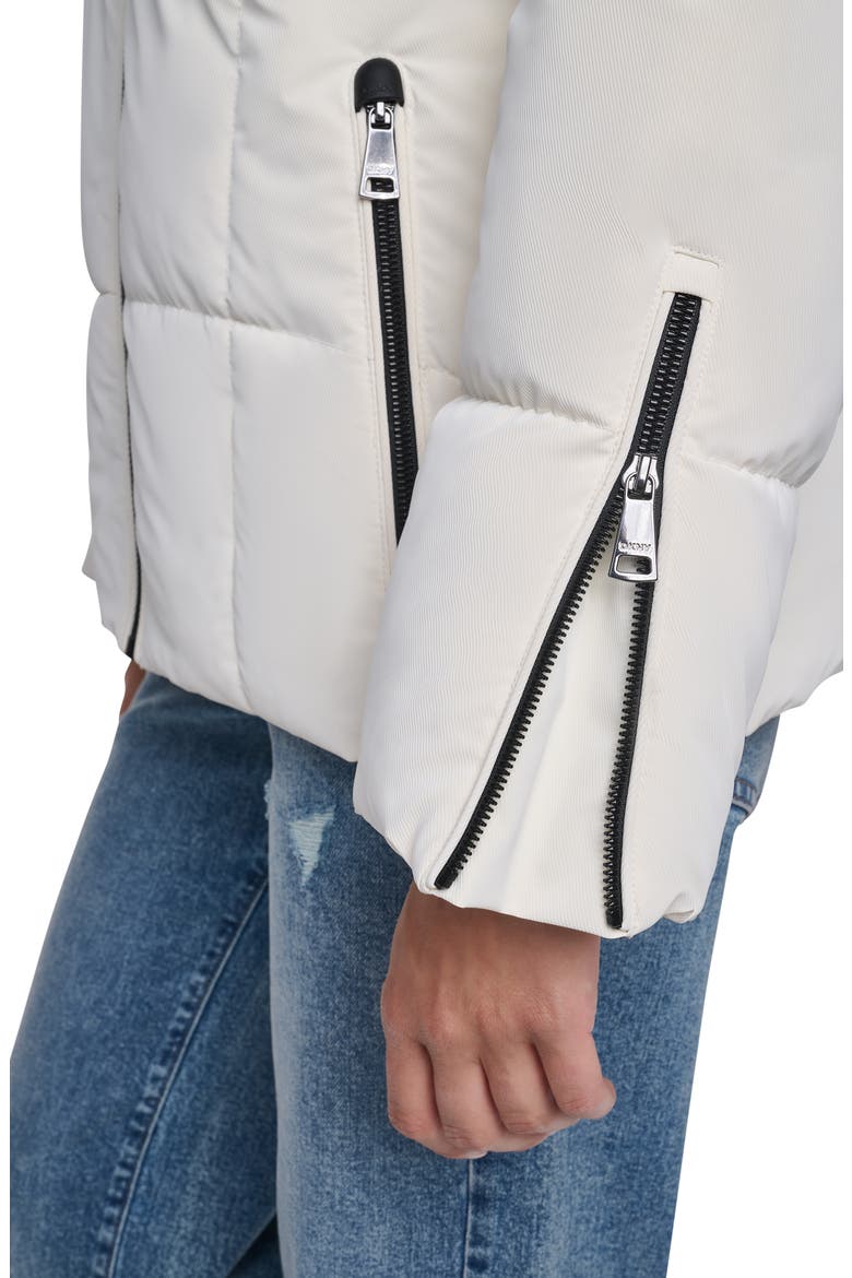 Faux Leather Short Puffer Jacket, Alternate, color, PEARL
