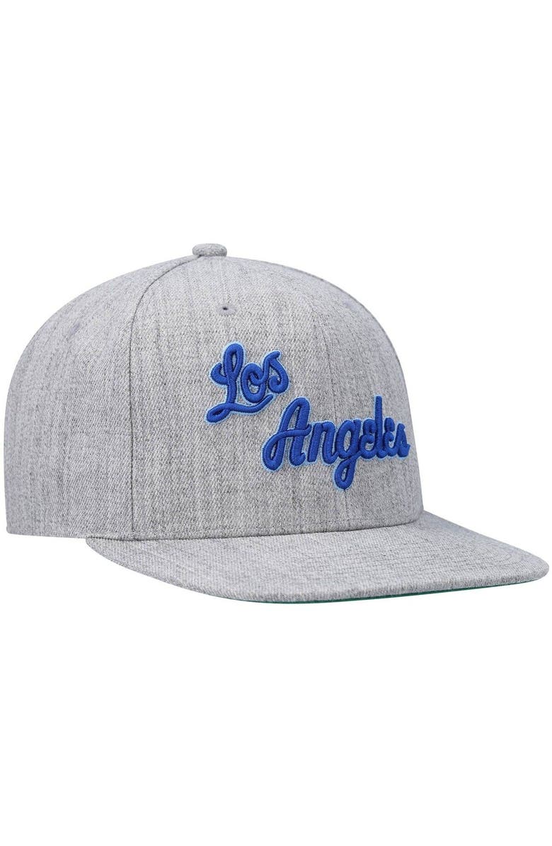 Mitchell & Ness Men's Mitchell & Ness Heathered Gray Los Angeles Lakers Hardwood Classics Team 2.0 Snapback Hat, Alternate, color, Heather Gray
