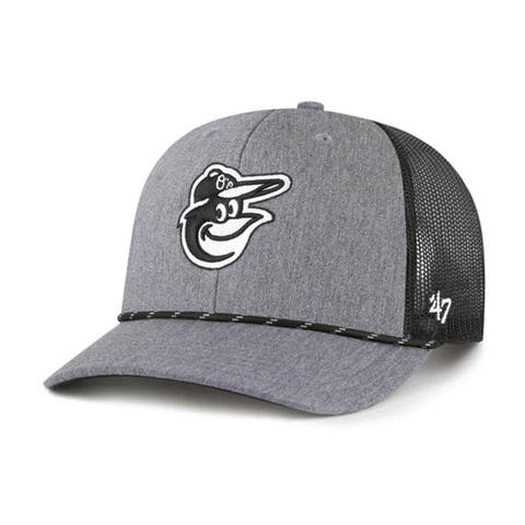 Men's '47 Charcoal Baltimore Orioles Carbon Rope Trucker Adjustable Hat