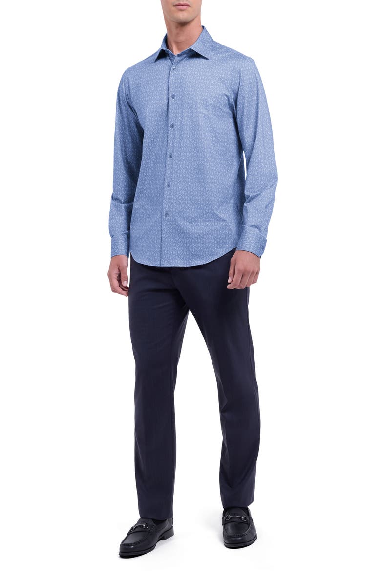 Bugatchi James OoohCotton<sup>®</sup> Cocktail Print Button-Up Shirt, Alternate, color, Steel