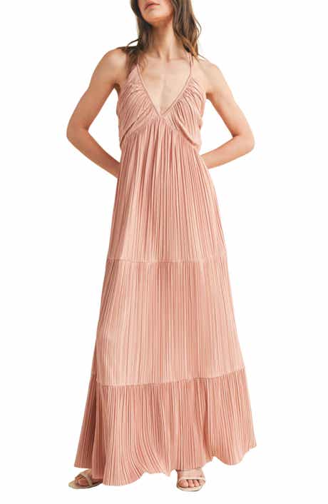 WISHLIST Pleated Satin Maxi Dress