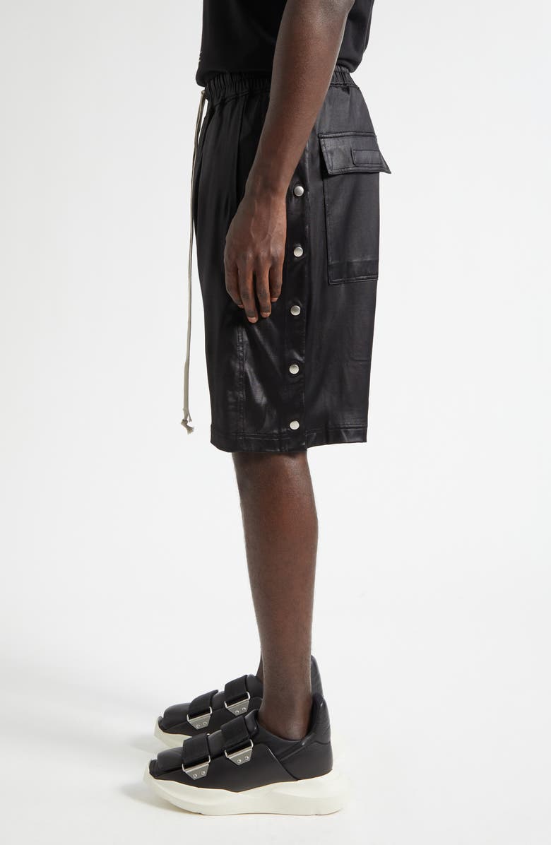 Rick Owens DRKSHDW Wide Pusher Liquid Jersey Shorts, Alternate, color, Black