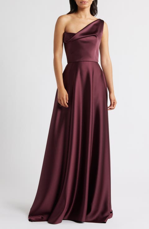 One-Shoulder Satin Gown