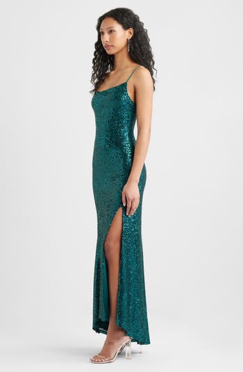 Tie Back Sequin Gown