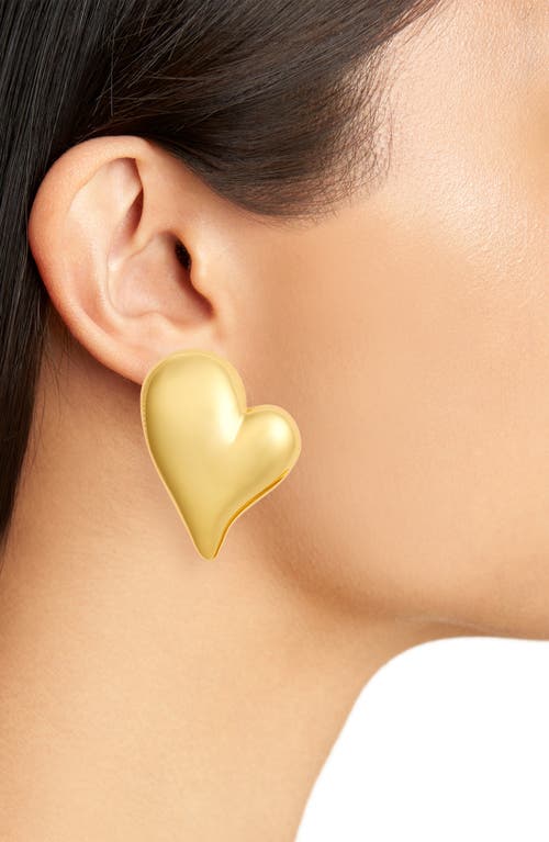 Jenny Bird Mega Art Heart Button Drop Earrings In High Polish Gold