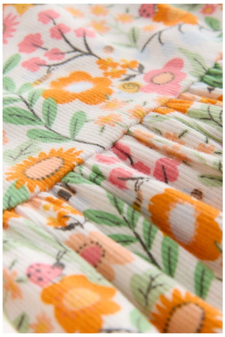 Kids' Floral Print Rib Dress, Alternate, color, ORANGE