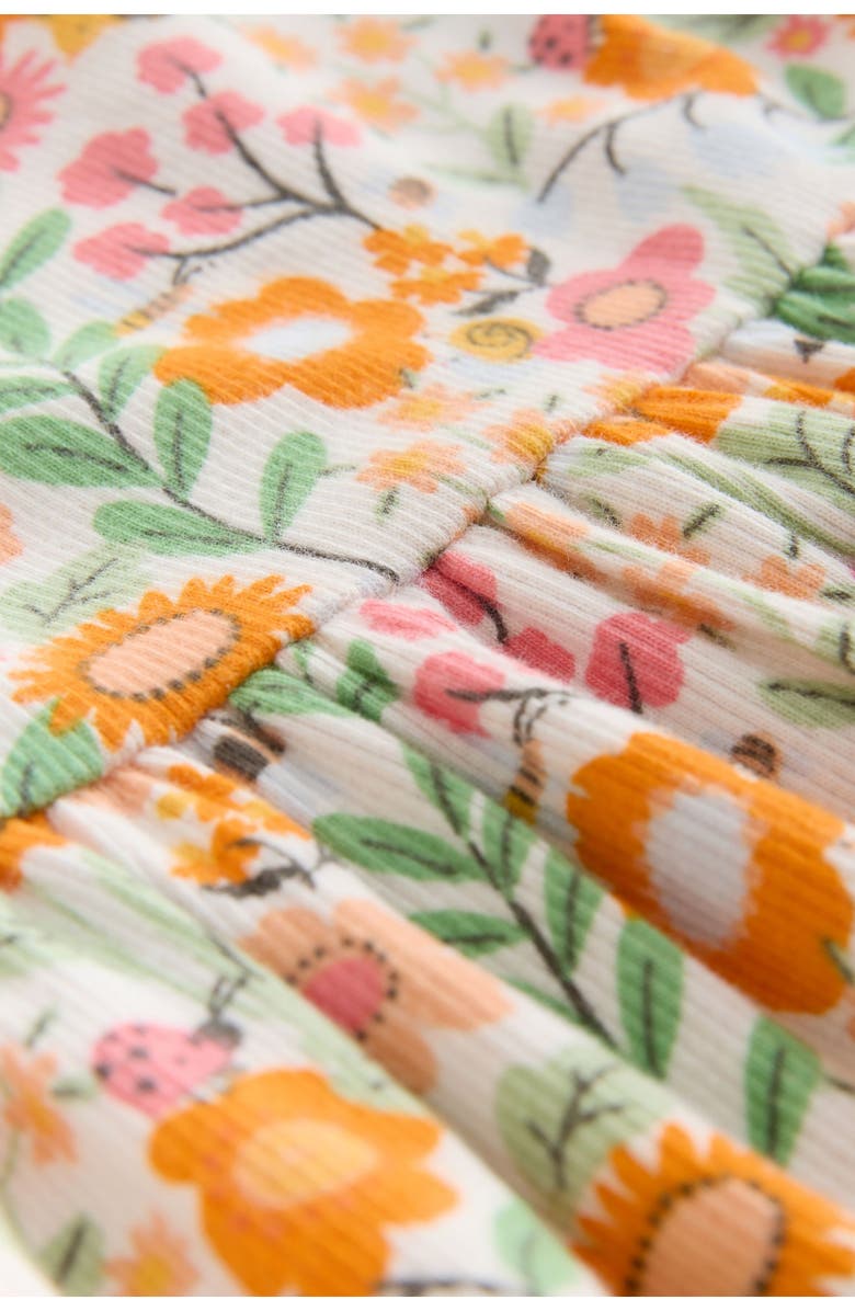 NEXT Kids' Floral Print Rib Dress, Alternate, color, Orange