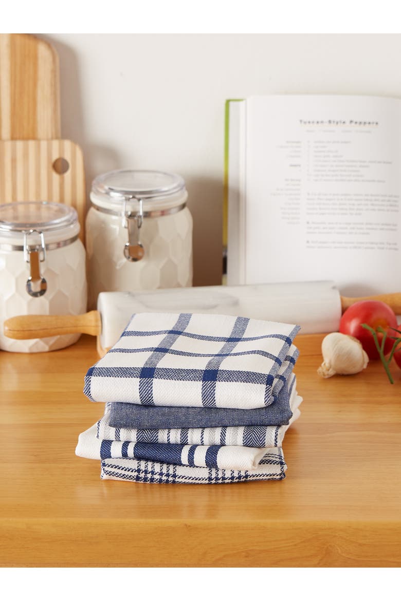 Everyday Mixed Basic Dishtowel Set/5, Alternate, color, Nautical Blue