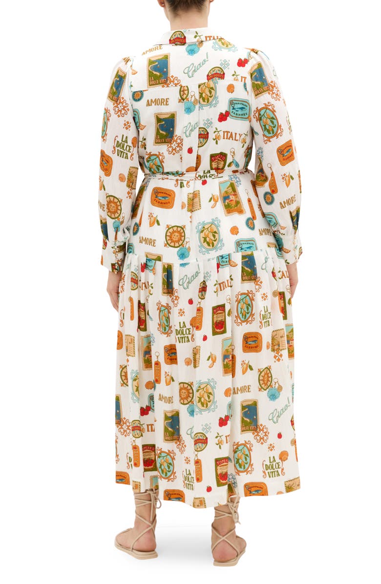City Chic Sao Paulo Amore Print Long Sleeve Shirtdress, Alternate, color, 