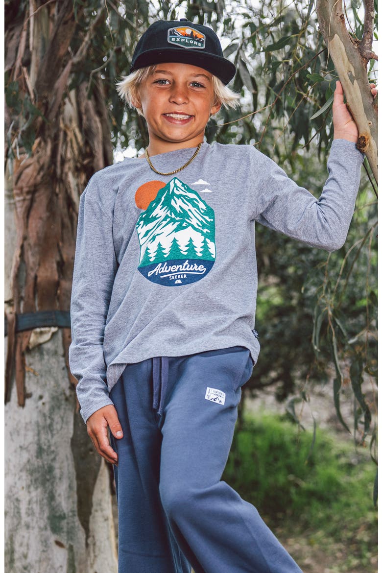 Kids' Adventure Long Sleeve Cotton Graphic T-Shirt, Alternate, color, HEATHER GREY
