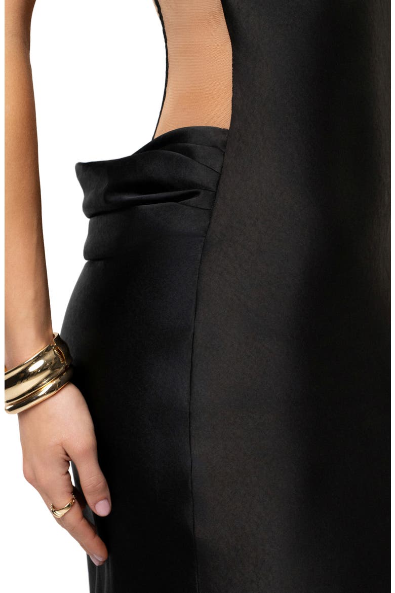 Regal Rising Corset Back Strapless Satin Gown, Alternate, color, BLACK