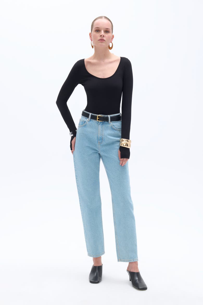 Crew Neck Bodysuit, Alternate, color, Black