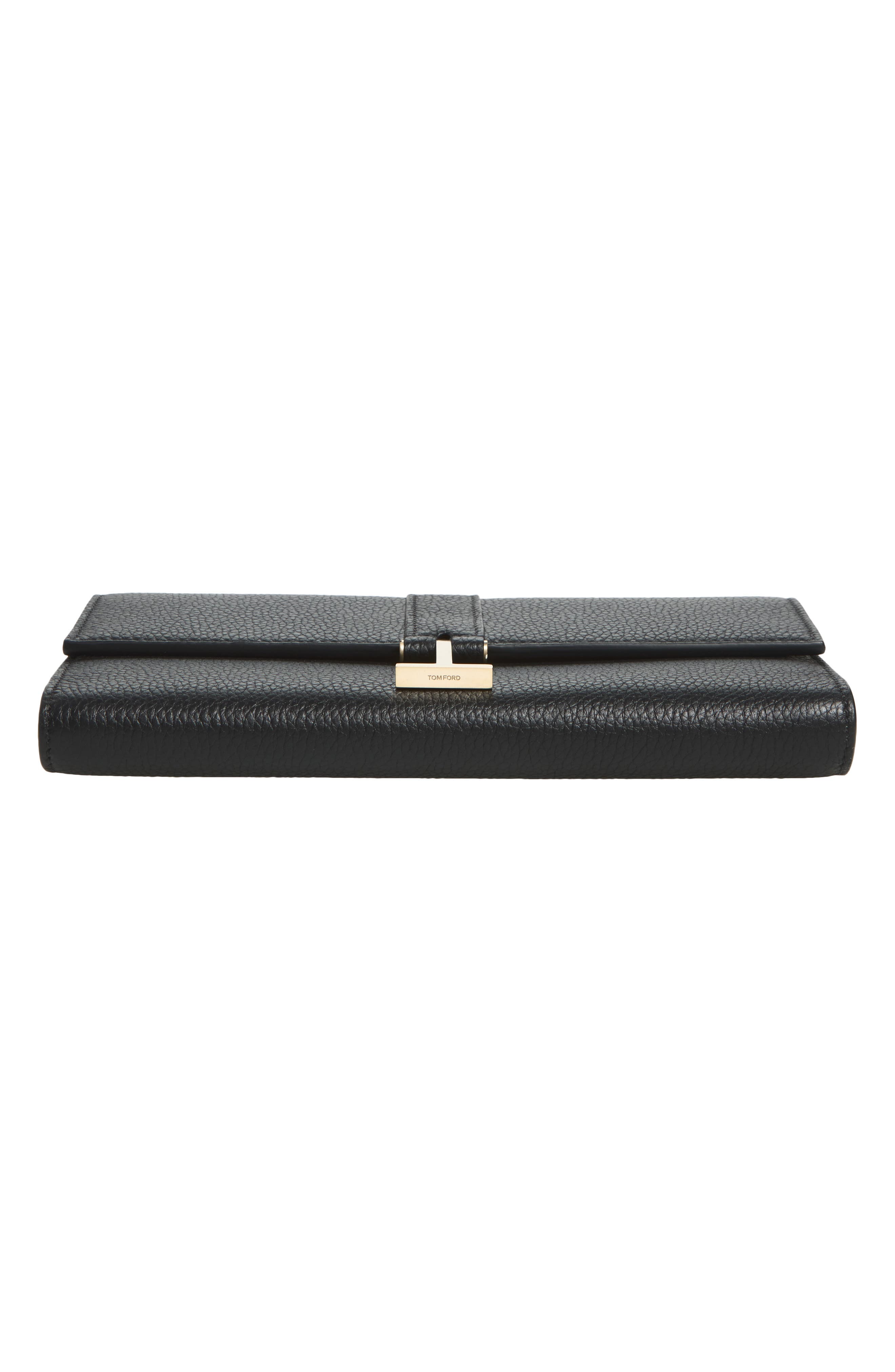 Kara Grain Leather Crossbody Wallet, Alternate, color, BLACK