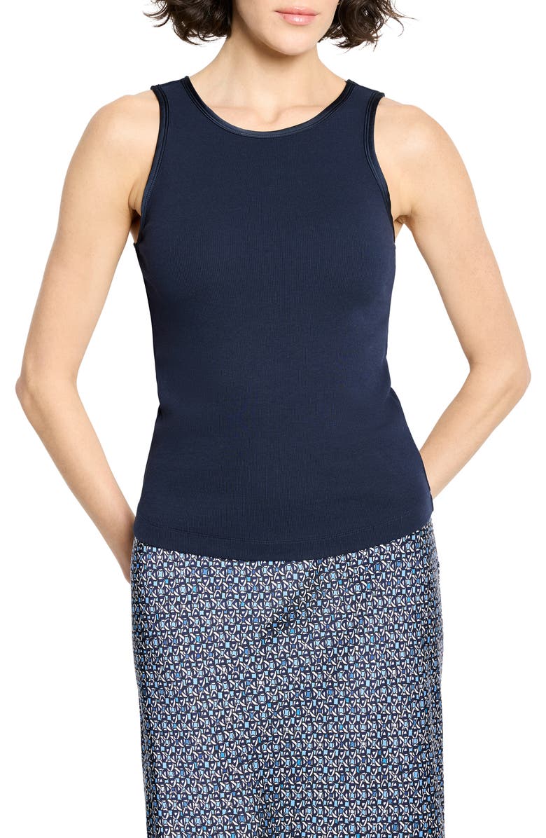 NIC+ZOE Perfect Knit Trimmed Tank, Main, color, Dark Indigo