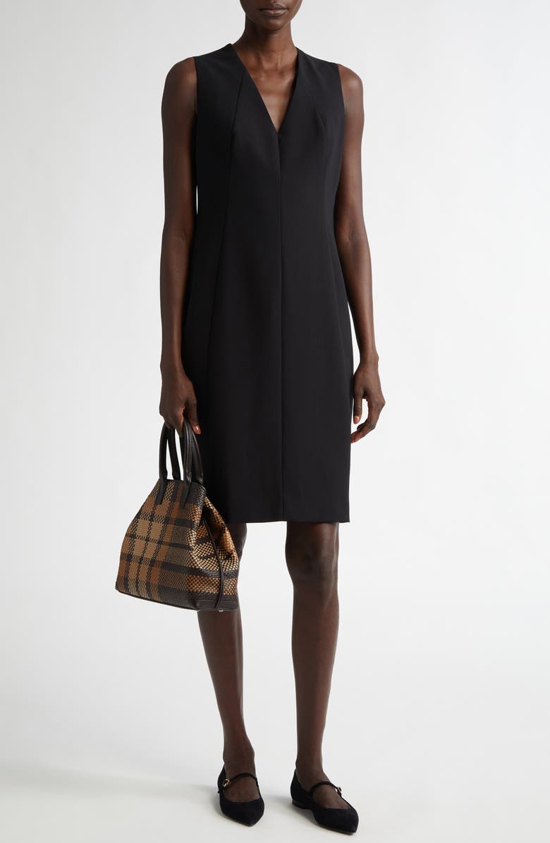 Akris Classic V-Neck Dress, Main, color, Black