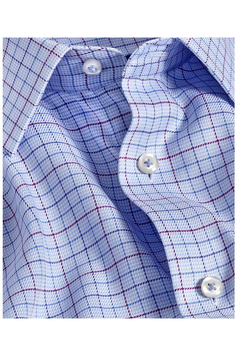 Regular Fit Check Cotton Dobby Dress Shirt, Alternate, color, SKY/ MERLOT