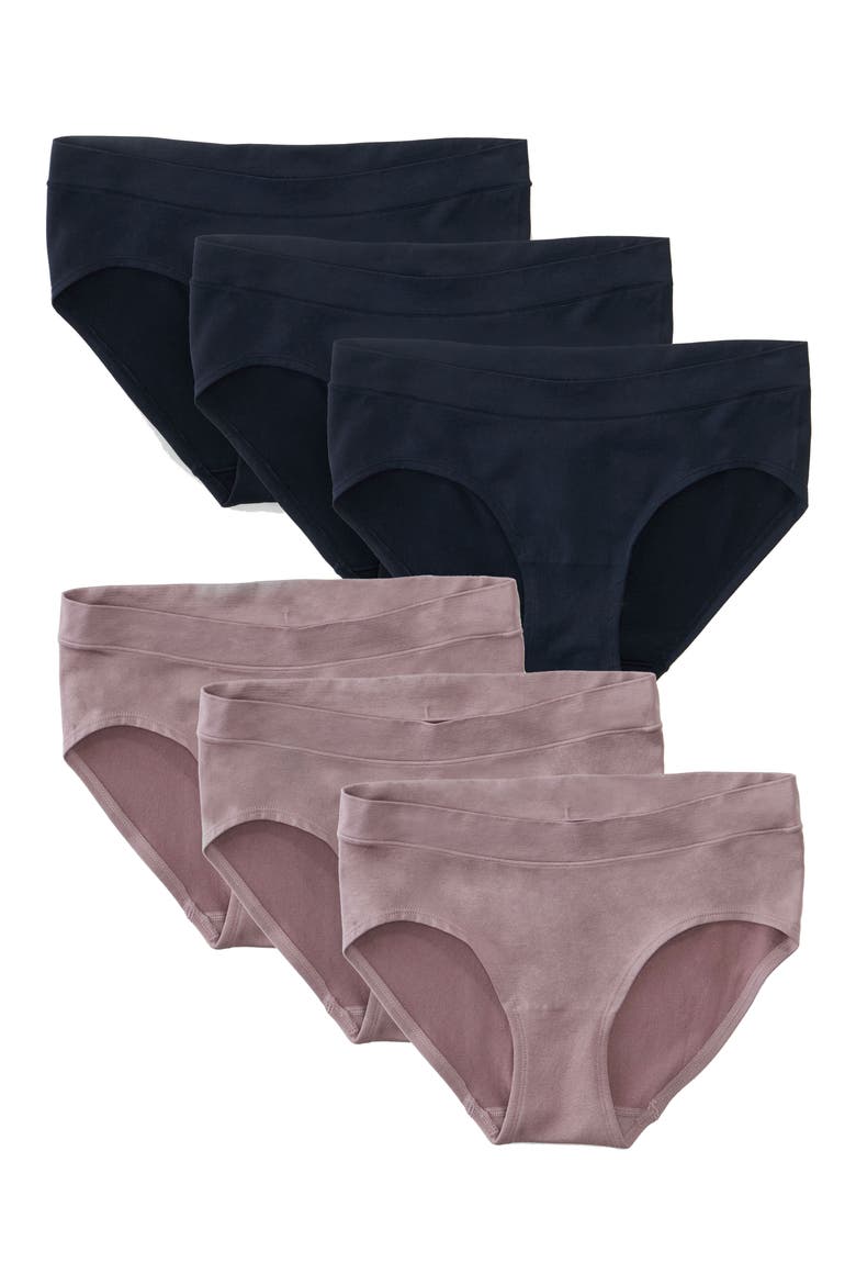 6-Pack Seamless Maternity Briefs, Main, color, BLACK/ MAUVE