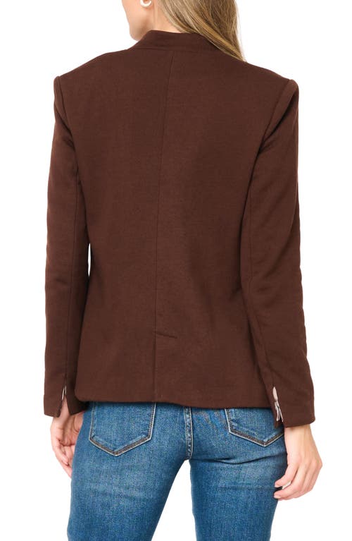 Gibsonlook Inverted Notch Collar Cotton Blend Knit Blazer In Brown