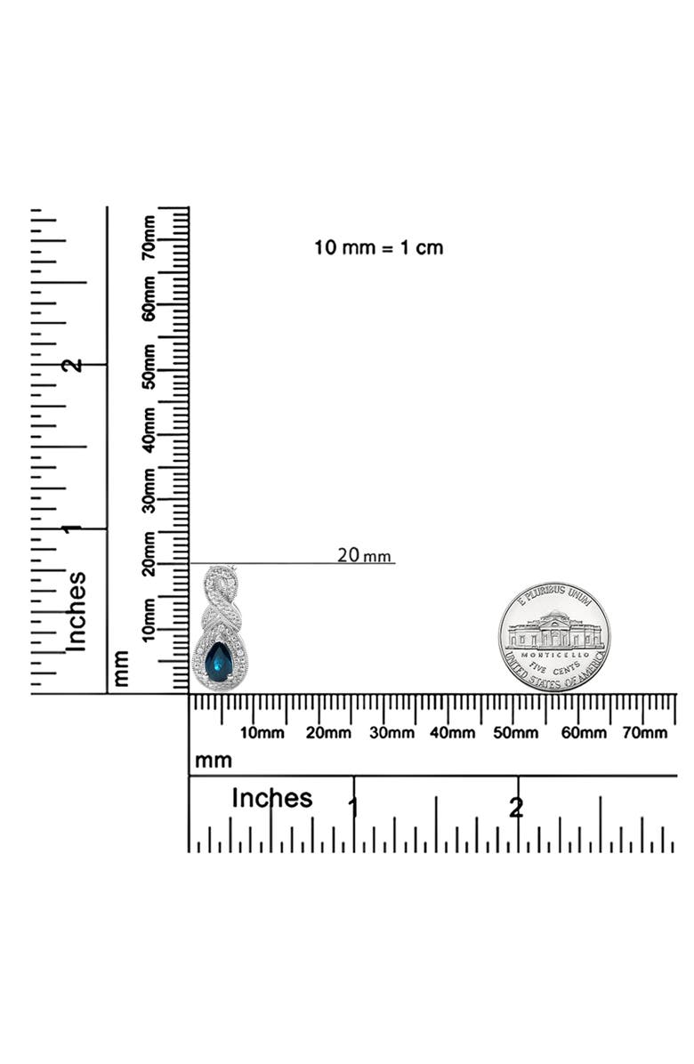 Haus of Brilliance Silver 6x4mm Pear Sapphire and Diamond Accent Infinity Drop Pendant Necklace, Alternate, color, White
