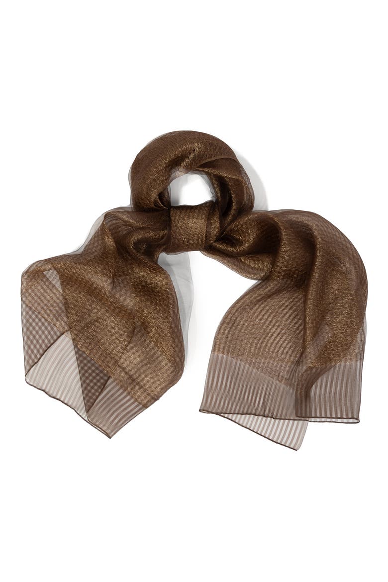 Silk Shimmering Scarf, Main, color, BROWN