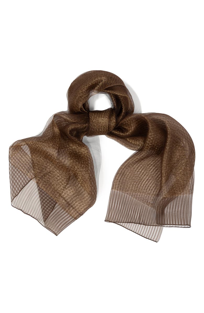 SAACHI Silk Shimmering Scarf, Main, color, Brown
