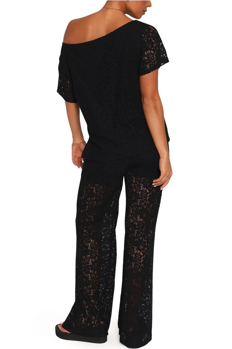 Tucker Lace Top and Pants Set, Alternate, color, BLACK