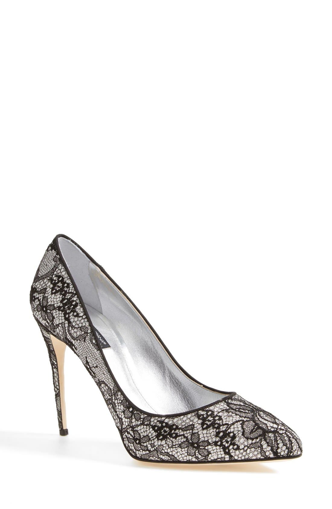 Dolce&Gabbana Lace Pointy Toe Pump, Main, color, 