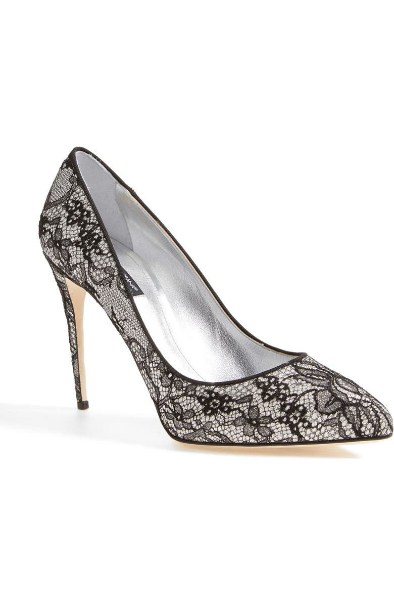 Dolce&Gabbana Lace Pointy Toe Pump, Main, color,