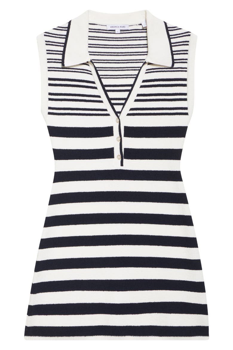 Mixed Stripe Sleeveless Cotton Blend Sweater Minidress, Alternate, color, OFF WHITE NAVY
