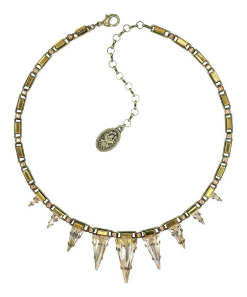 Baguette Link Spikes and Pearls Necklace