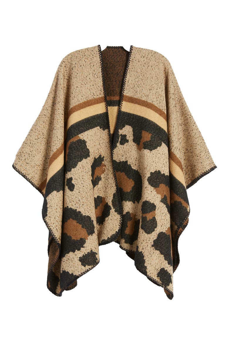 BP Leopard Print Ruana, Alternate, color, BROWN MULTI