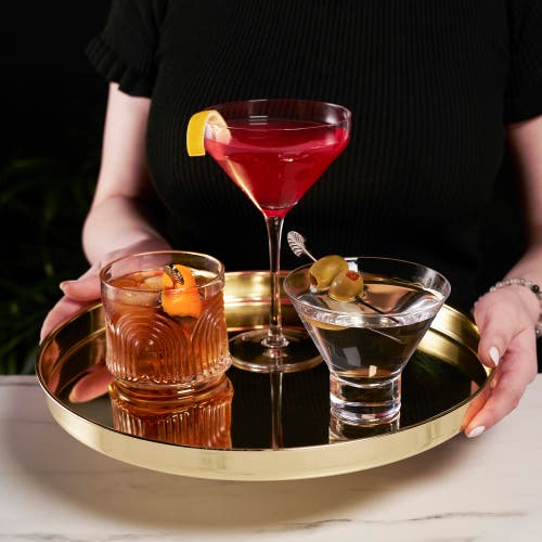 Viski Belmont Polished Round Serving Tray In Gold