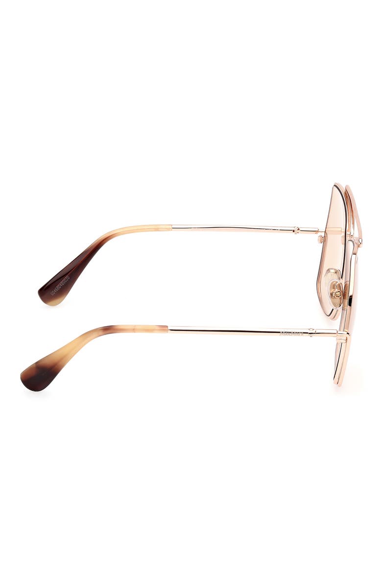 64mm Geometric Sunglasses, Alternate, color, SHINY ROSE GOLD / BROWN