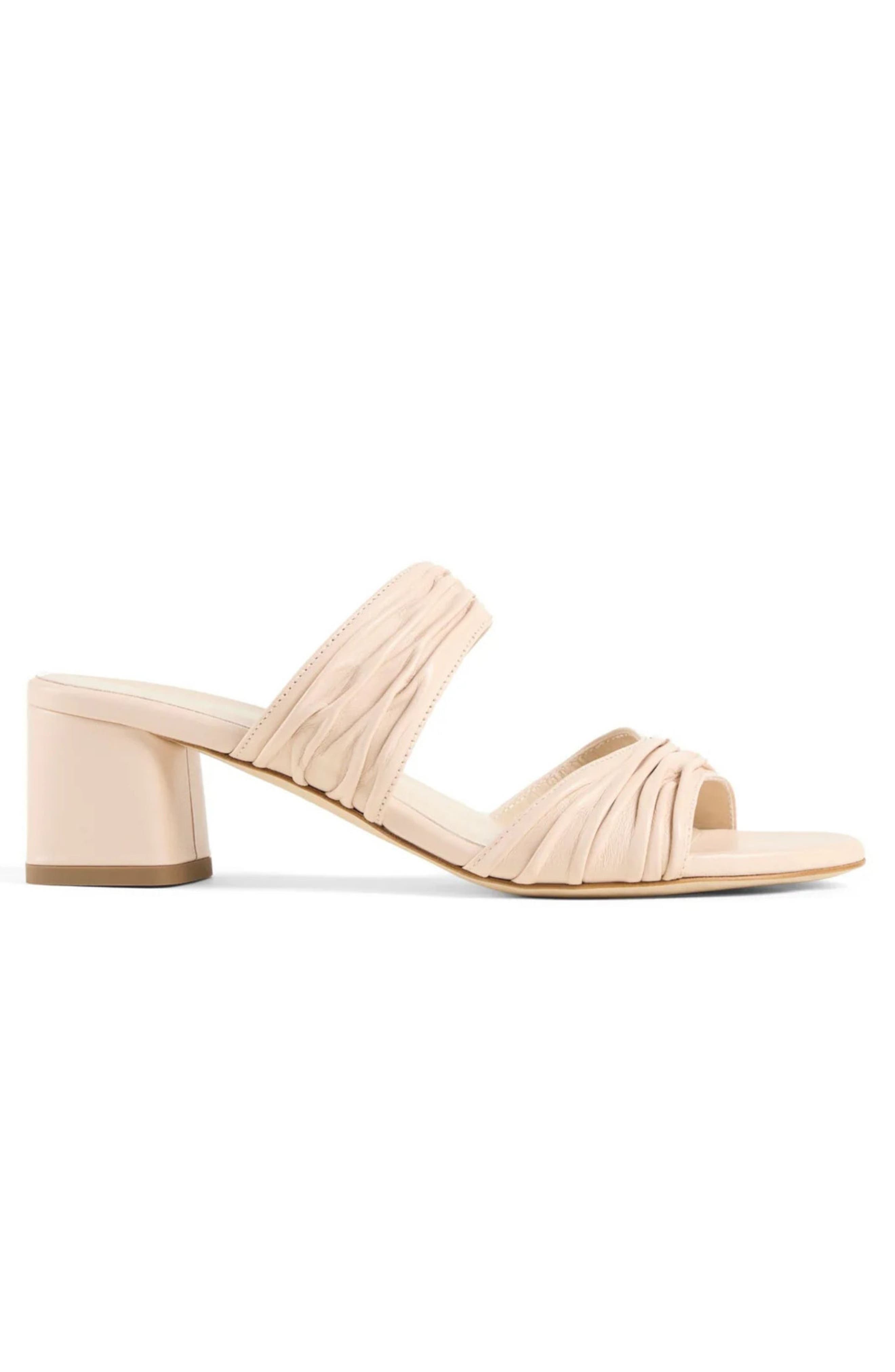Sophia Sandal Leather Block Mid-Heel Mules, Alternate, color, Ivory