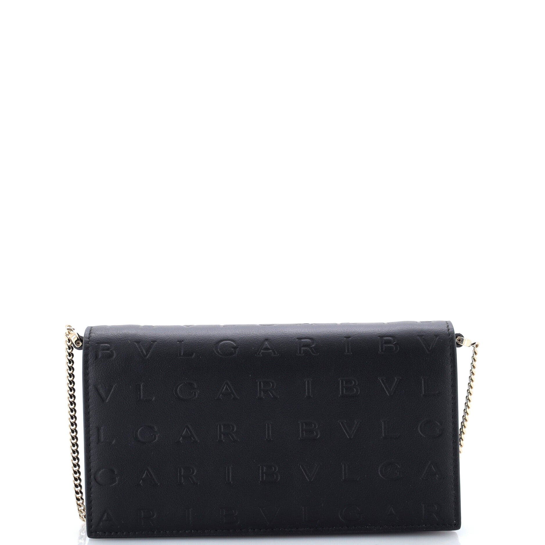 Logo Infinitum Chain Wallet Embossed Leather, Main, color, Black