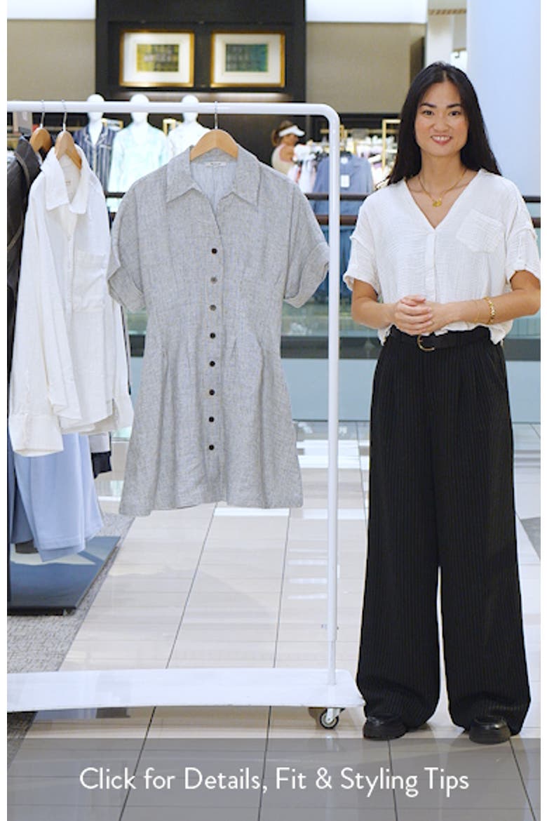 Pleated Linen Mini Shirtdress video