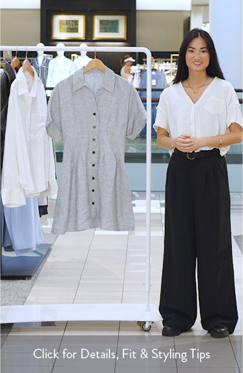 Pleated Linen Mini Shirtdress, sales video thumbnail