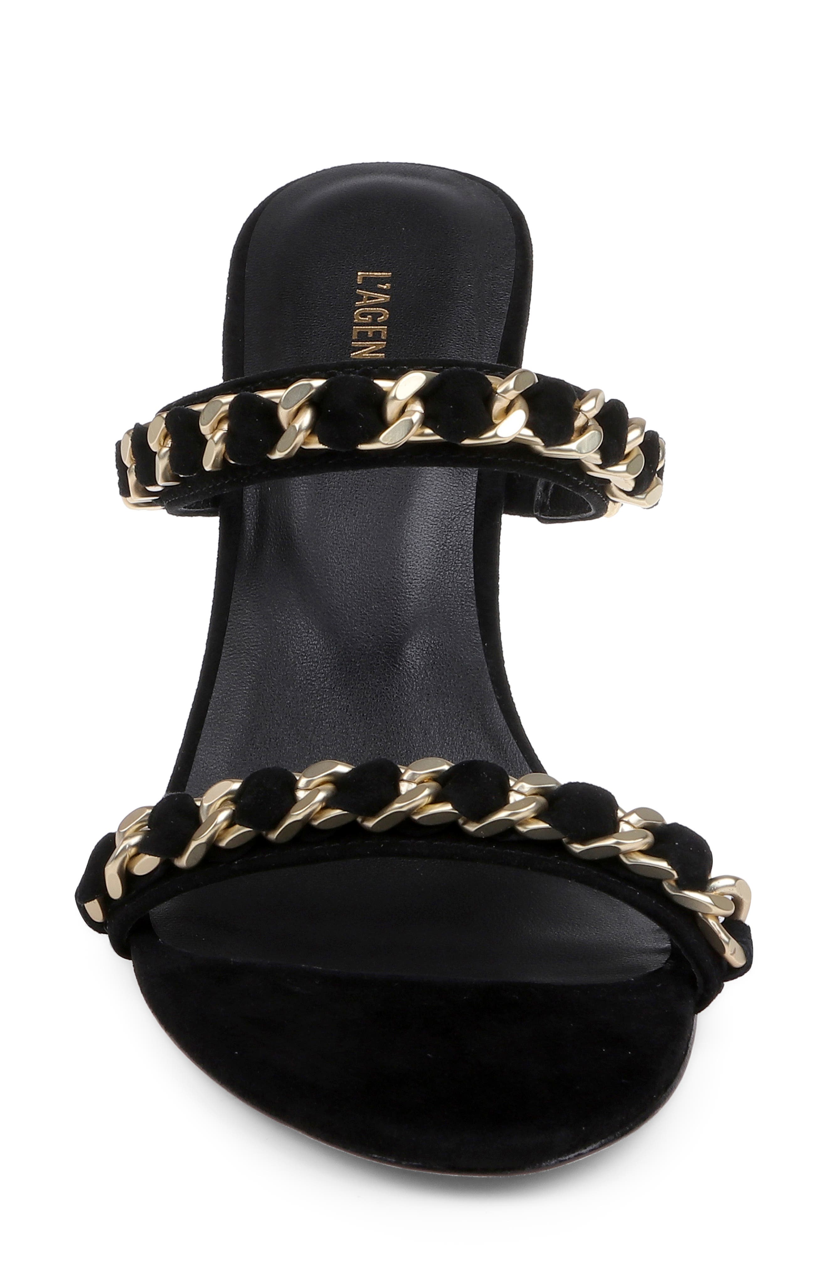L'AGENCE Sarika Two-Strap Sandal, Alternate, color, Black Suede