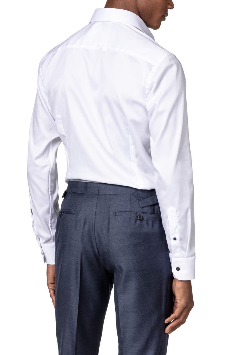 Slim Fit Cotton Twill Dress Shirt, Alternate, color, WHITE/ NAVY
