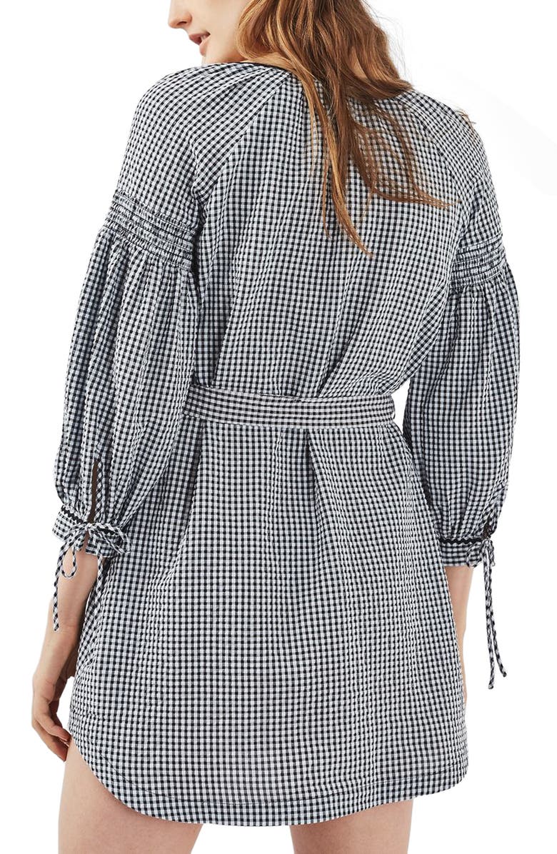 Topshop Gingham Smock Dress, Alternate, color, 