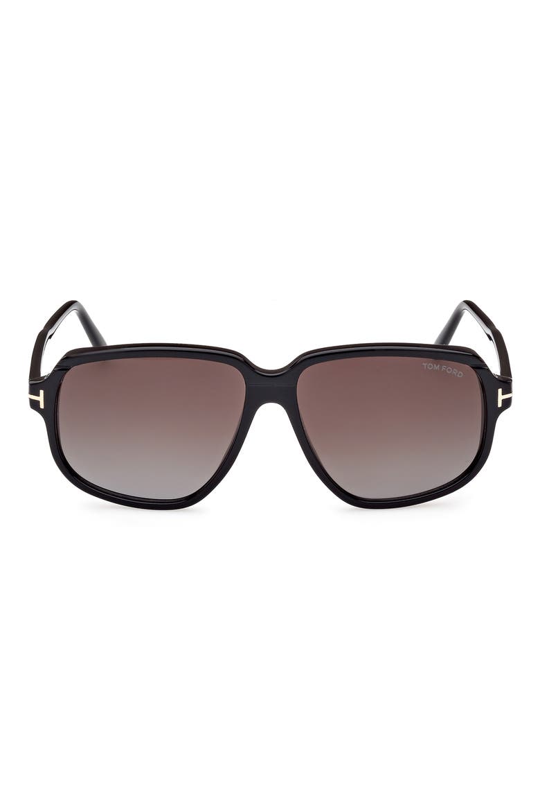 Anton 59mm Square Sunglasses, Main, color, SHINY BLACK / GRADIENT SMOKE
