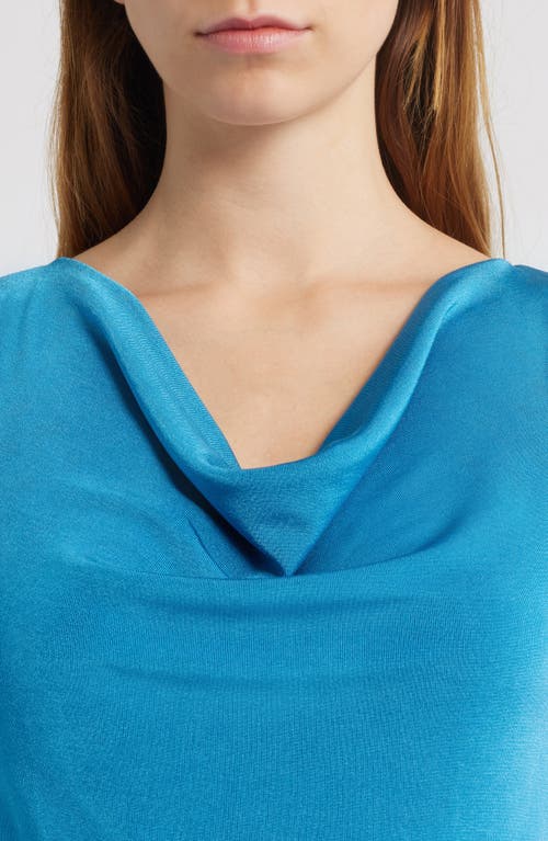 Wayf The Georgina Cowl Neck Gown In Blue