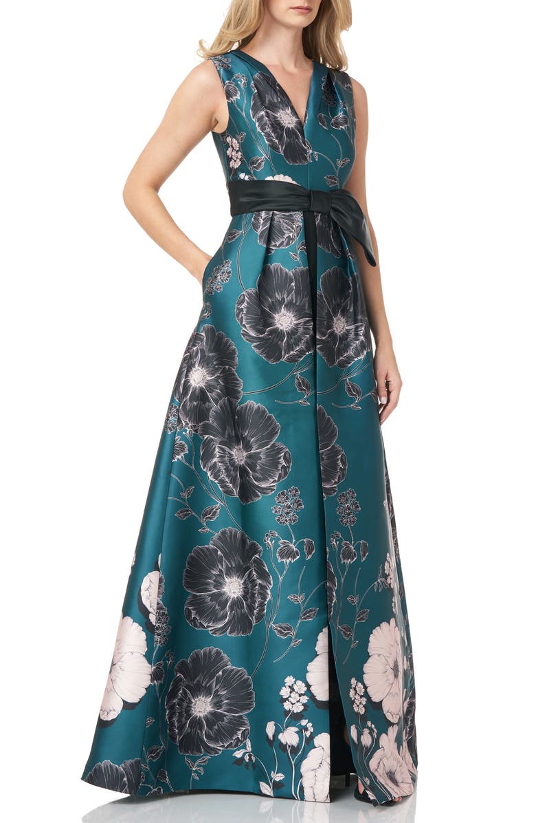 Kay Unger Jacquard Maxi Romper, Alternate, color,