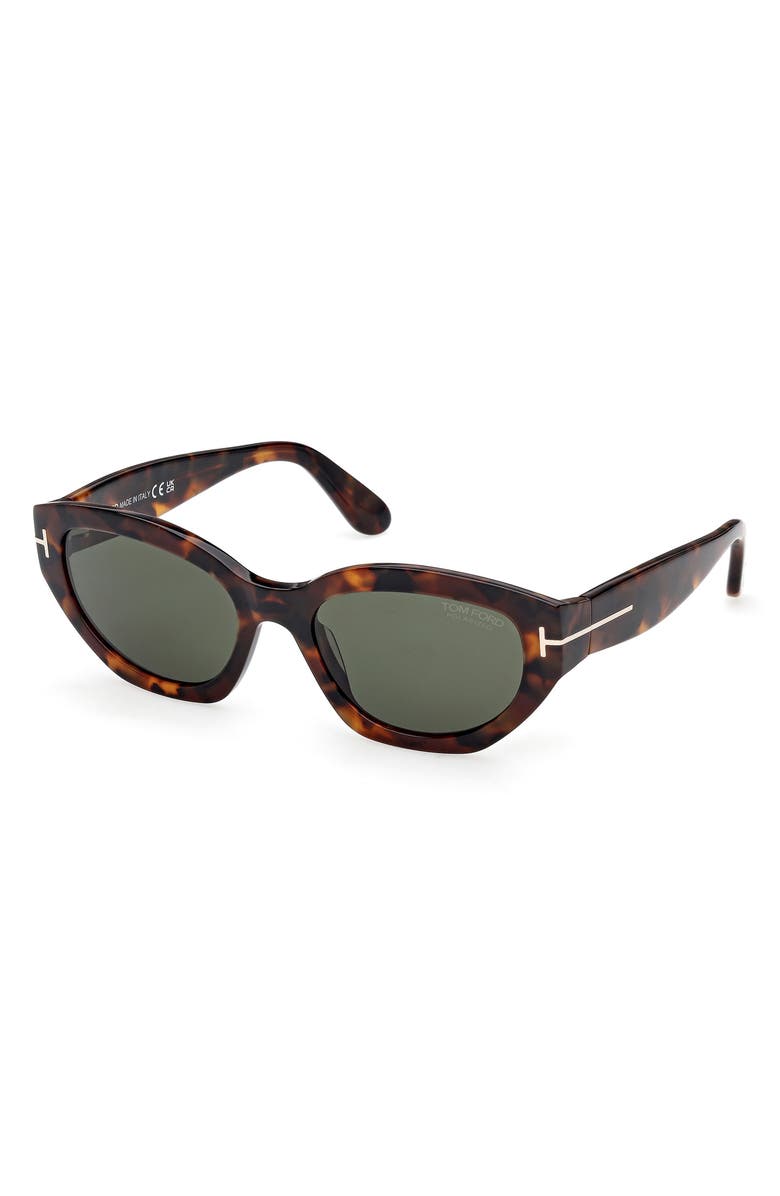 TOM FORD Penny 55mm Polarized Geometric Sunglasses, Alternate, color, Havana / Polar Green
