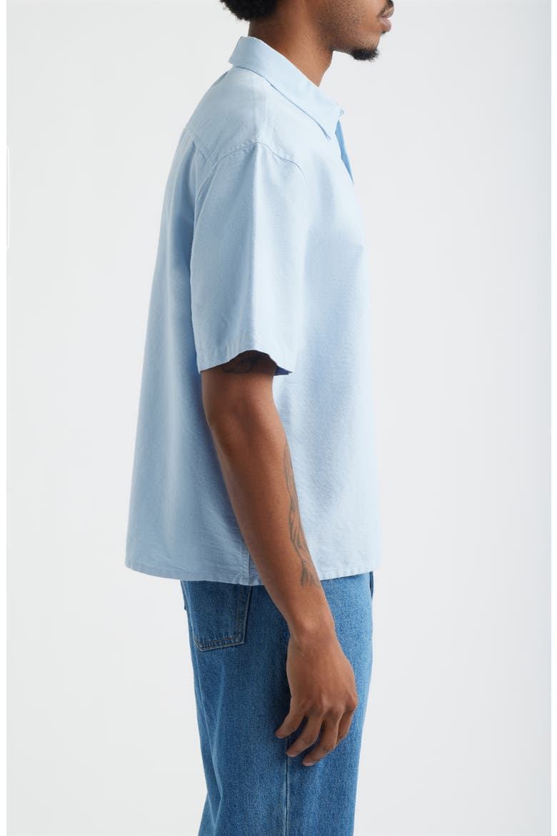 Boxy Crop Oxford Button-Up Shirt, Alternate, color, BLUE PEACEFUL